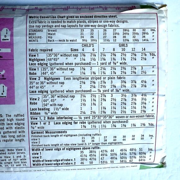 Vtg 1970s Girls Nightgown & Robe Sewing Pattern Simplicity 5339 Size 8 - Picture 2 of 3